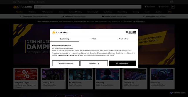 Security scan screenshot of https://www.caseking.de