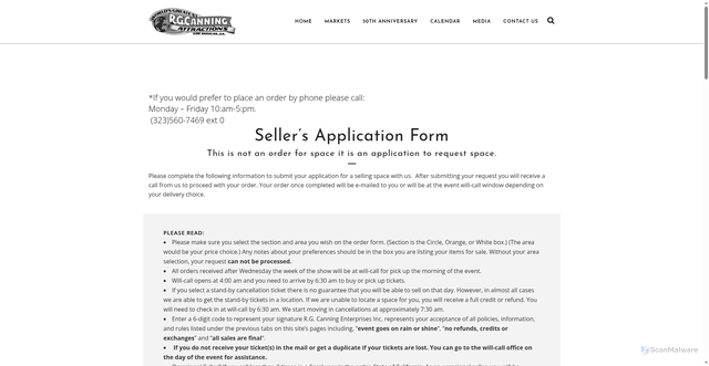 Security scan screenshot of https://www.rgcshows.com/rose-bowl-order/