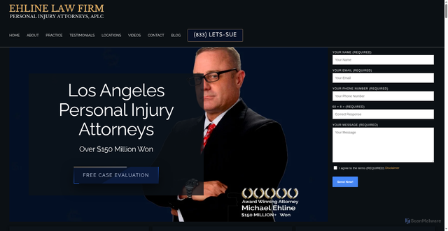 Security scan screenshot of https://ehlinelaw.com/