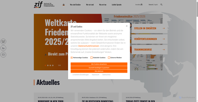 Security scan screenshot of http://www.zif-berlin.org