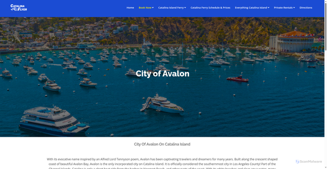 Security scan screenshot of https://www.catalinainfo.com/city-of-avalon.html