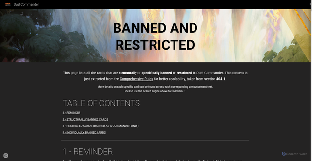 Security scan screenshot of https://www.mtgdc.info/banned-restricted