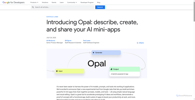 Security scan screenshot of https://developers.googleblog.com/introducing-opal/
