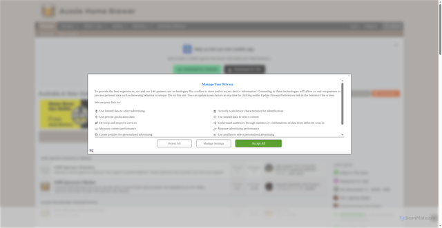 Security scan screenshot of https://aussiehomebrewer.com