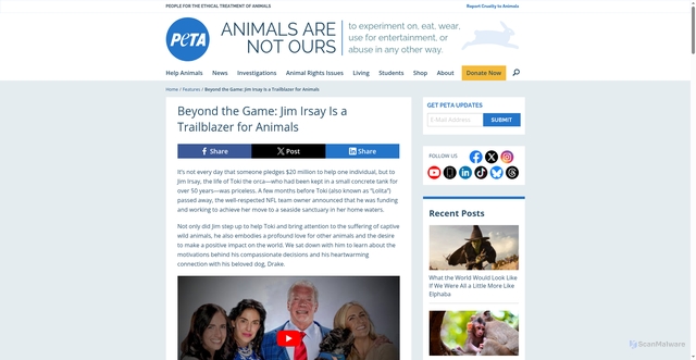 Security scan screenshot of https://www.peta.org/features/jim-irsay-trailblazer-for-animals/