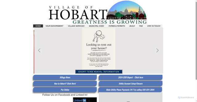 Security scan screenshot of https://www.hobartwi.gov/