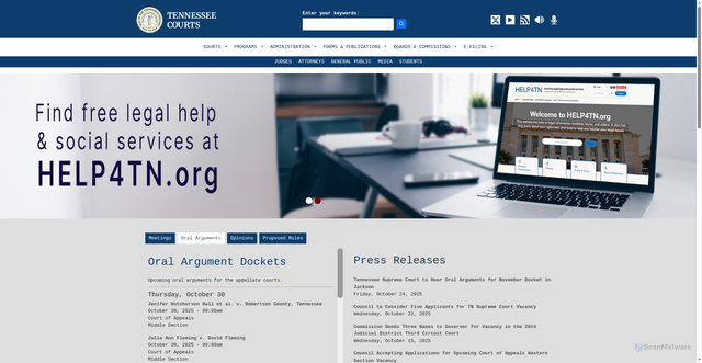 Security scan screenshot of https://tncourts.gov/