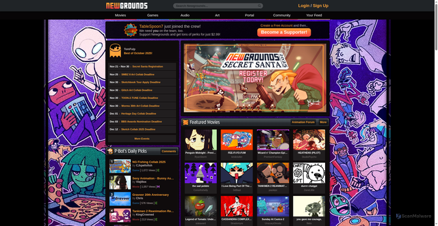 Security scan screenshot of https://www.newgrounds.com/