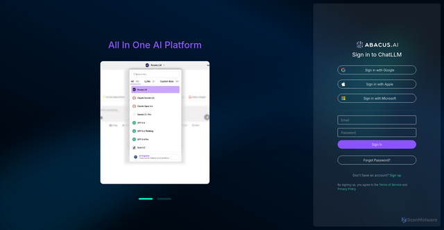 Security scan screenshot of https://apps.abacus.ai