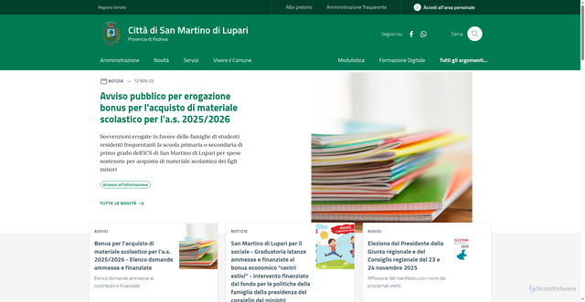Security scan screenshot of https://www.comune.sanmartinodilupari.pd.it/