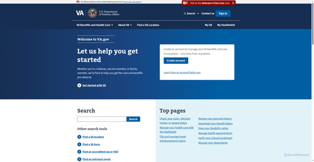 Security scan screenshot of https://www.my.va.gov