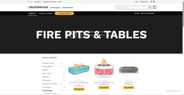 Security scan screenshot of https://theoutdoorplus.com/product-category/fire-pits-tables/