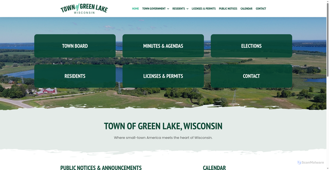 Security scan screenshot of https://www.townofgreenlake.gov/