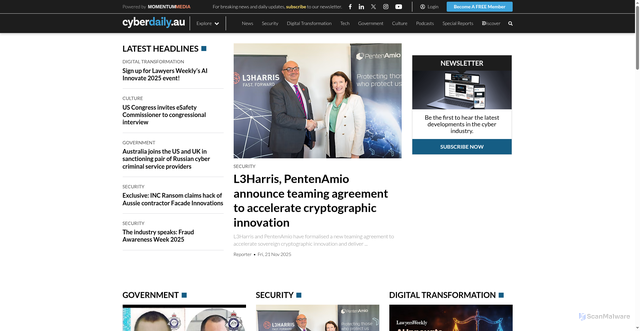 Security scan screenshot of https://www.cyberdaily.au/