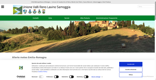 Security scan screenshot of https://www.unionerenolavinosamoggia.bo.it/