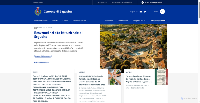 Security scan screenshot of https://www.comune.segusino.tv.it/