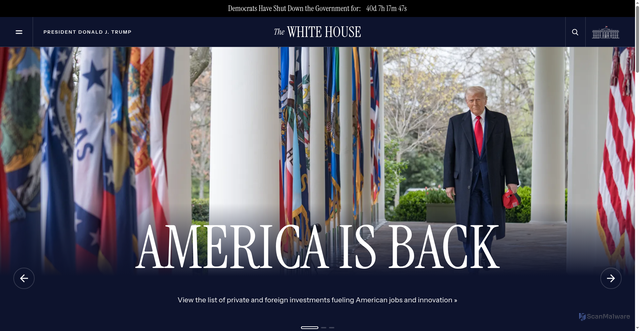 Security scan screenshot of https://www.whitehouse.gov/
