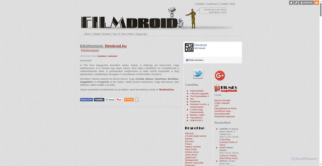 Security scan screenshot of https://filmdroid.blog.hu