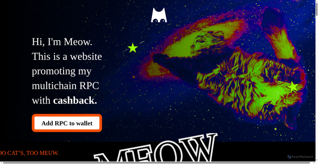 Security scan screenshot of https://meowrpc.com