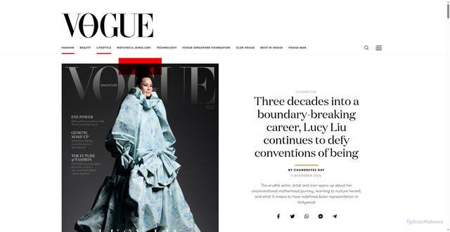 Security scan screenshot of https://vogue.sg/lucy-liu-cover-story/