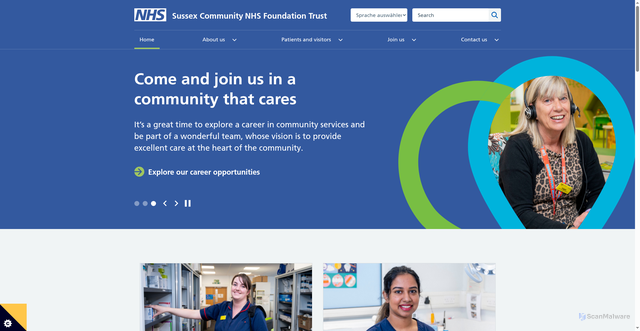 Security scan screenshot of https://www.sussexcommunity.nhs.uk/