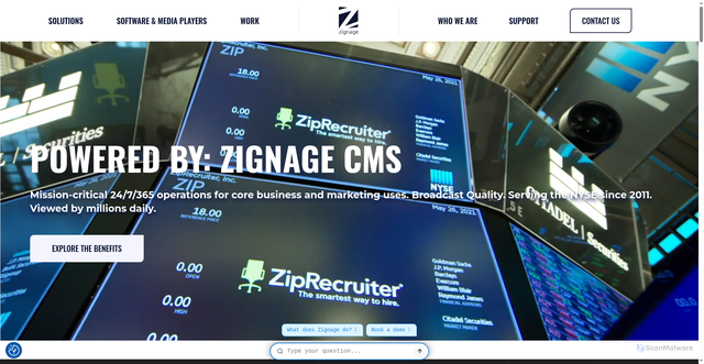 Security scan screenshot of https://zignage.com