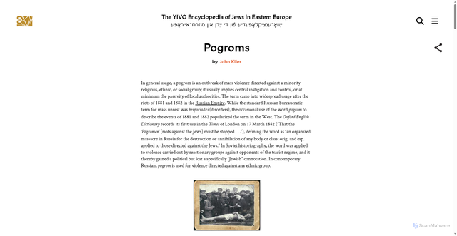 Security scan screenshot of encyclopedia.yivo.org