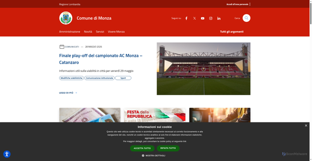 Security scan screenshot of https://www.comune.monza.it