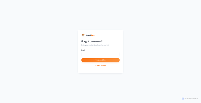 Security scan screenshot of http://localfox.space/forgot-password.php