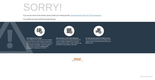 Security scan screenshot of https://whm.129-121-79-132.cprapid.com/
