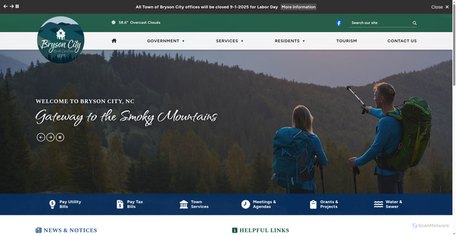 Security scan screenshot of https://brysoncitync.gov/