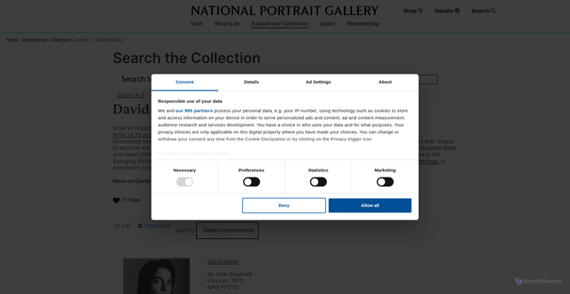Security scan screenshot of https://www.npg.org.uk/collections/search/person/mp05044/david-bailey