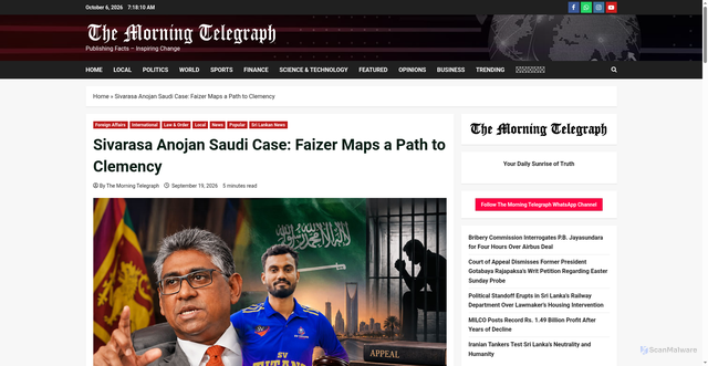 Security scan screenshot of https://themorningtelegraph.com/50588/