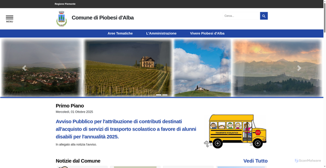 Security scan screenshot of https://www.comune.piobesidalba.cn.it/HOME