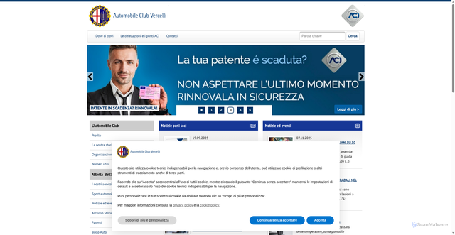 Security scan screenshot of https://vercelli.aci.it/