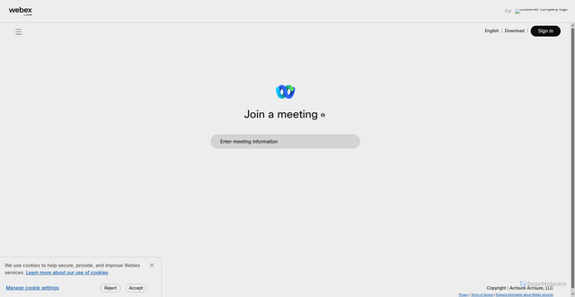 Security scan screenshot of https://acrisure.webex.com