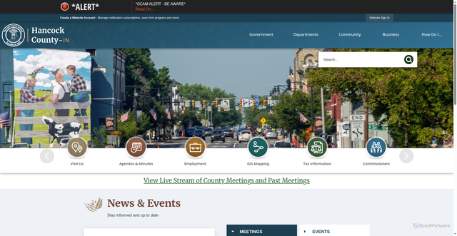 Security scan screenshot of https://hancockin.gov/