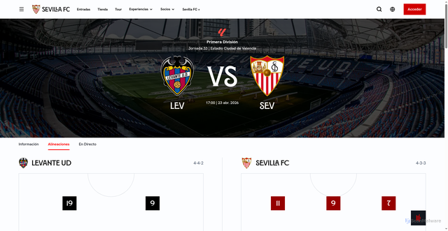 Security scan screenshot of https://sevillafc.es/es/partido/levante-vs-sevilla-regular-season-primera-division-20252026