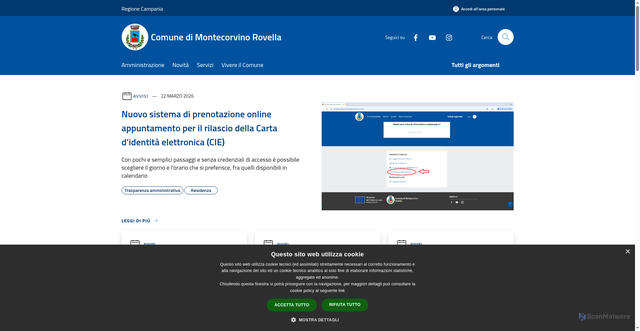 Security scan screenshot of https://www.comune.montecorvinorovella.sa.it