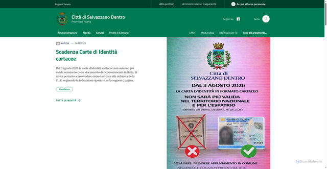 Security scan screenshot of https://www.comune.selvazzano-dentro.pd.it