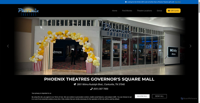 Security scan screenshot of https://www.phoenixmovies.net/theatres/governors-square-mall/009