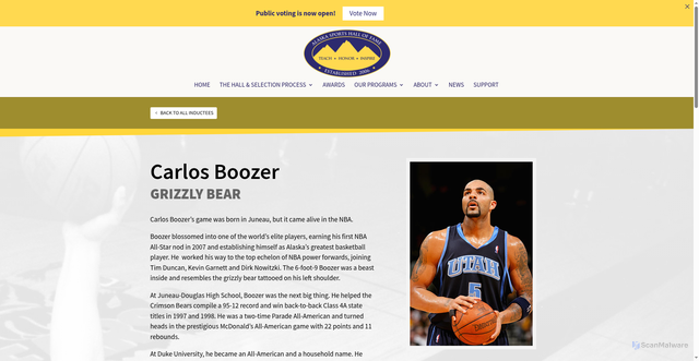 Security scan screenshot of https://alaskasportshall.org/inductee/carlos-boozer/