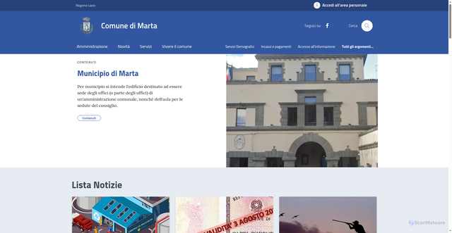 Security scan screenshot of https://comune.marta.vt.it/
