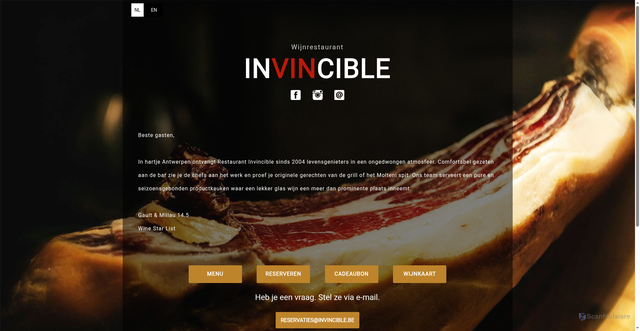 Security scan screenshot of https://www.invincible.be/