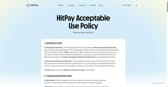 Security scan screenshot of https://hit-pay.com