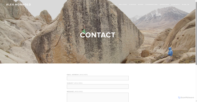 Security scan screenshot of http://www.alexhonnold.com/contact