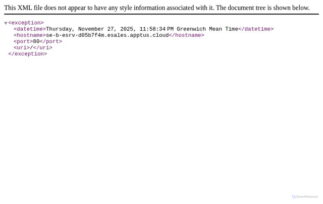 Security scan screenshot of https://w51327962.api.esales.apptus.cloud/