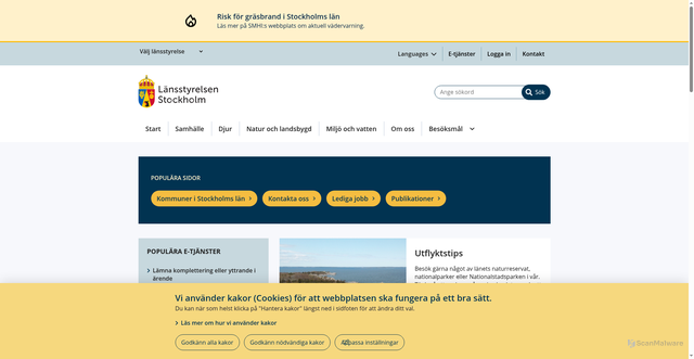 Security scan screenshot of https://www.lansstyrelsen.se/stockholm