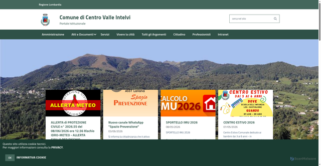 Security scan screenshot of https://www.comune.centrovalleintelvi.co.it
