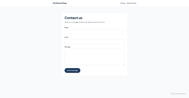 Security scan screenshot of https://cadriverspermitprep.app/contact